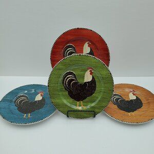 Oneida Sakura Warren Kimble Roosters Plates 8" Salad Dessert Display Plates